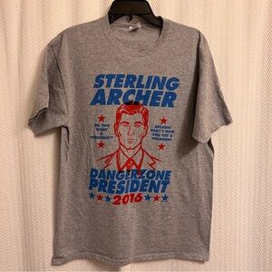 Gilden Sterling Archer President 2016 Gray Graphic T-Shirt Large